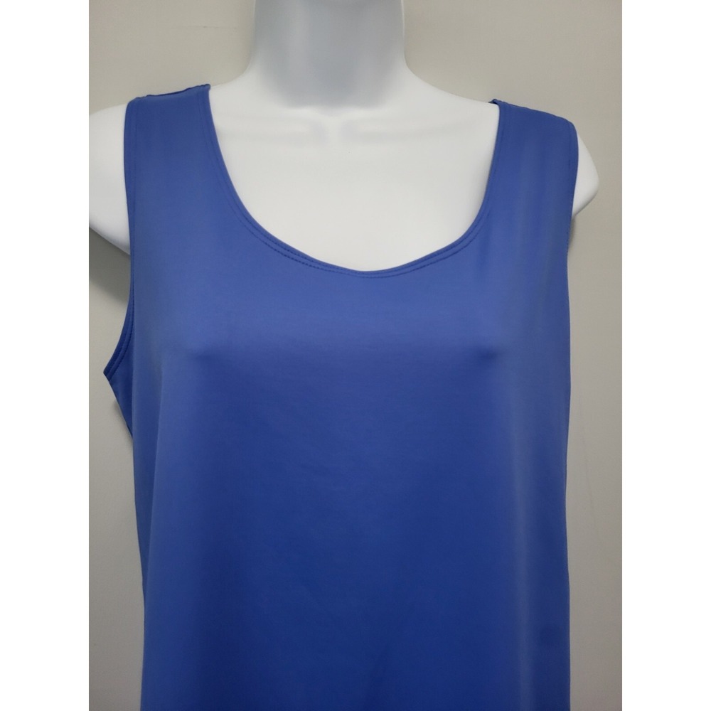 Chico's Tank Top 2 = M 12 14 Blue Popover Shirt Nylon Spandex Stretch Microfiber - Picture 3 of 3